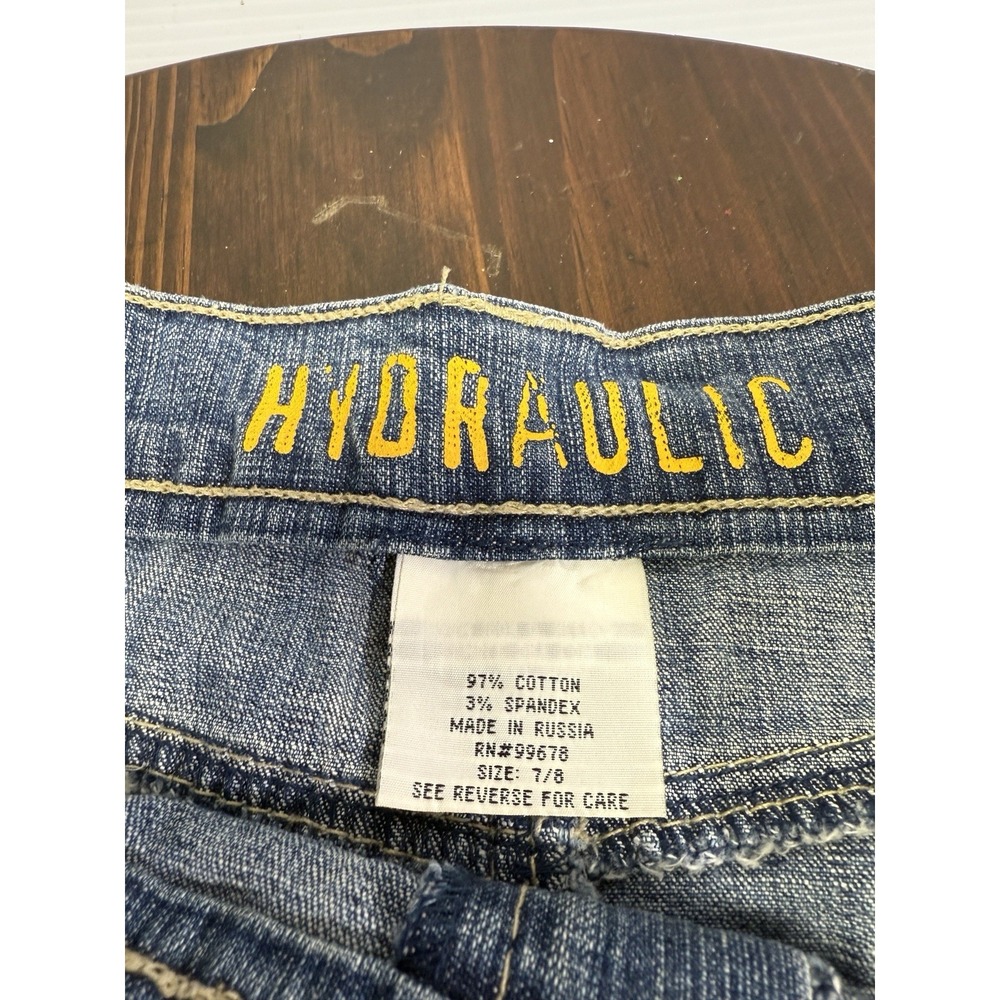 Y2K Hydraulic Micro Mini Skirt Denim Jean Skirt W/Side Vents  ButtonZip Size 7/8 - Picture 2 of 5